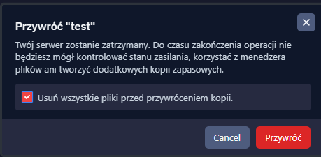 Przywracanie backupu
