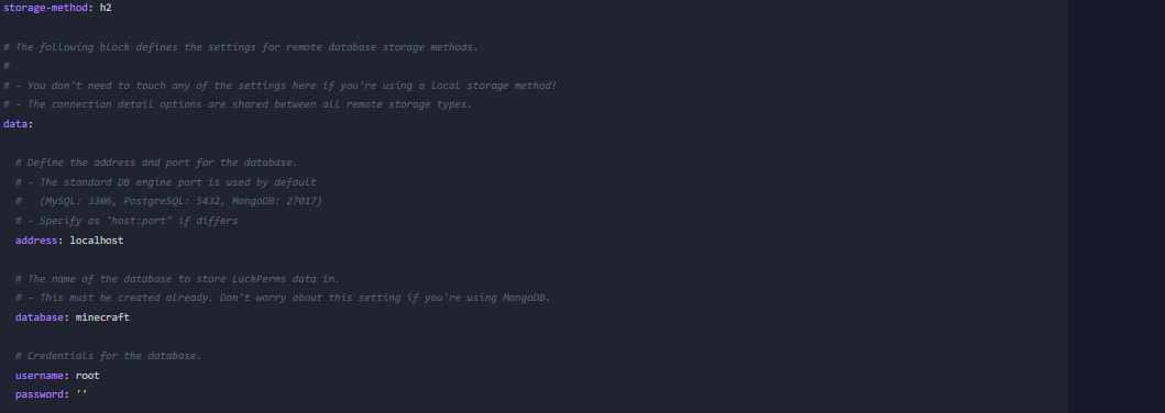 Sekcja Storage Settings
